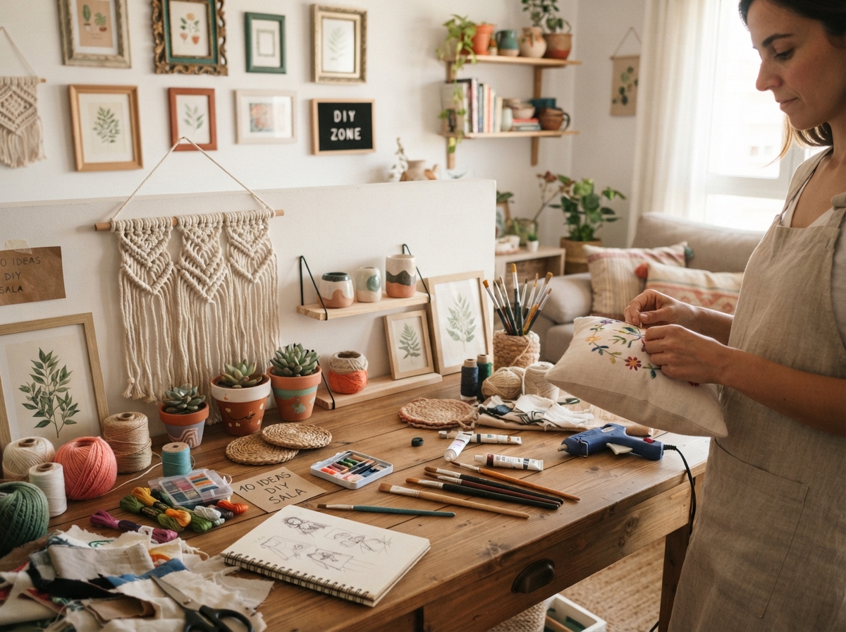Detalles paso a paso de 10 Ideas de Decoración DIY para Renovar tu Sala sin Gastar Mucho