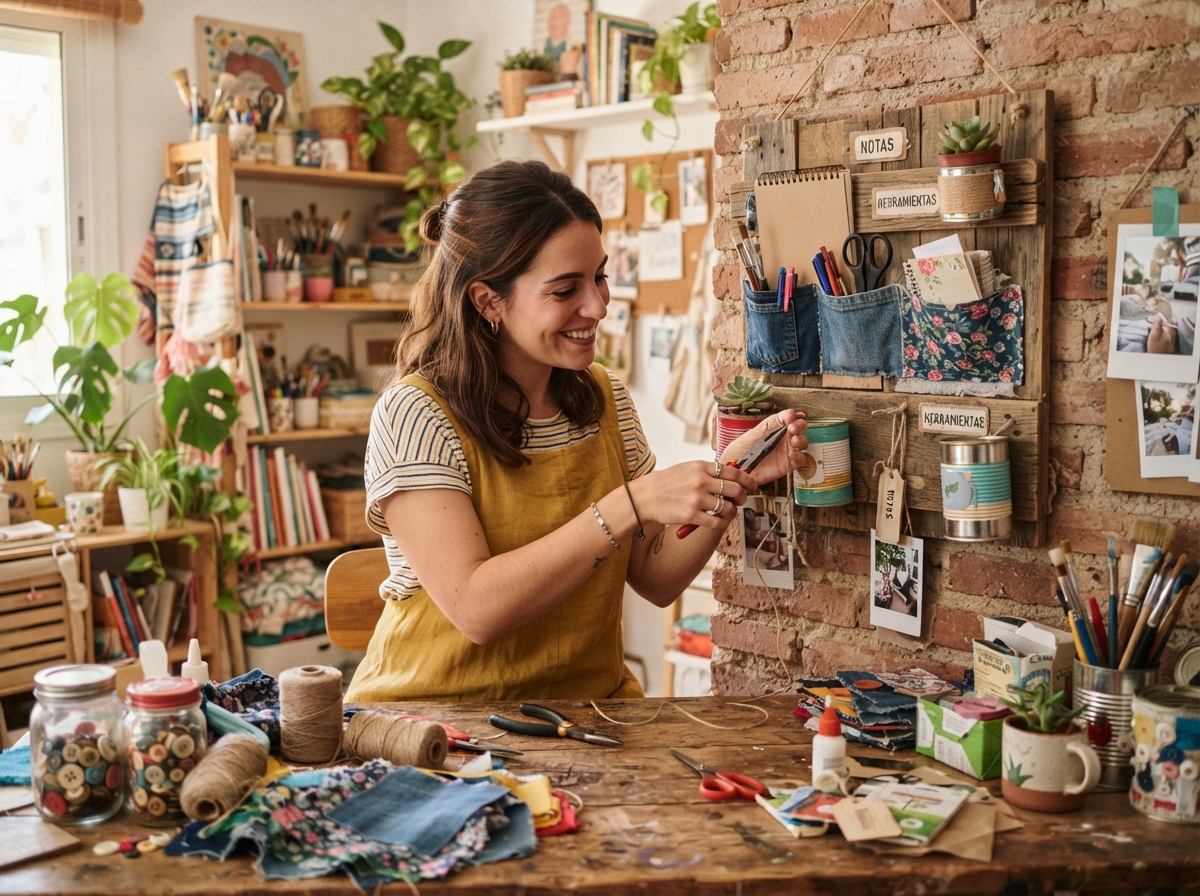 Detalles paso a paso de Cómo Hacer un Organizador de Pared con Materiales Reciclados