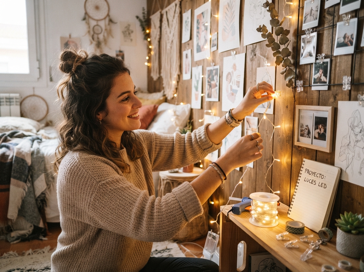 Detalles paso a paso de Cómo Decorar tu Habitación con Luces LED de Forma Creativa
