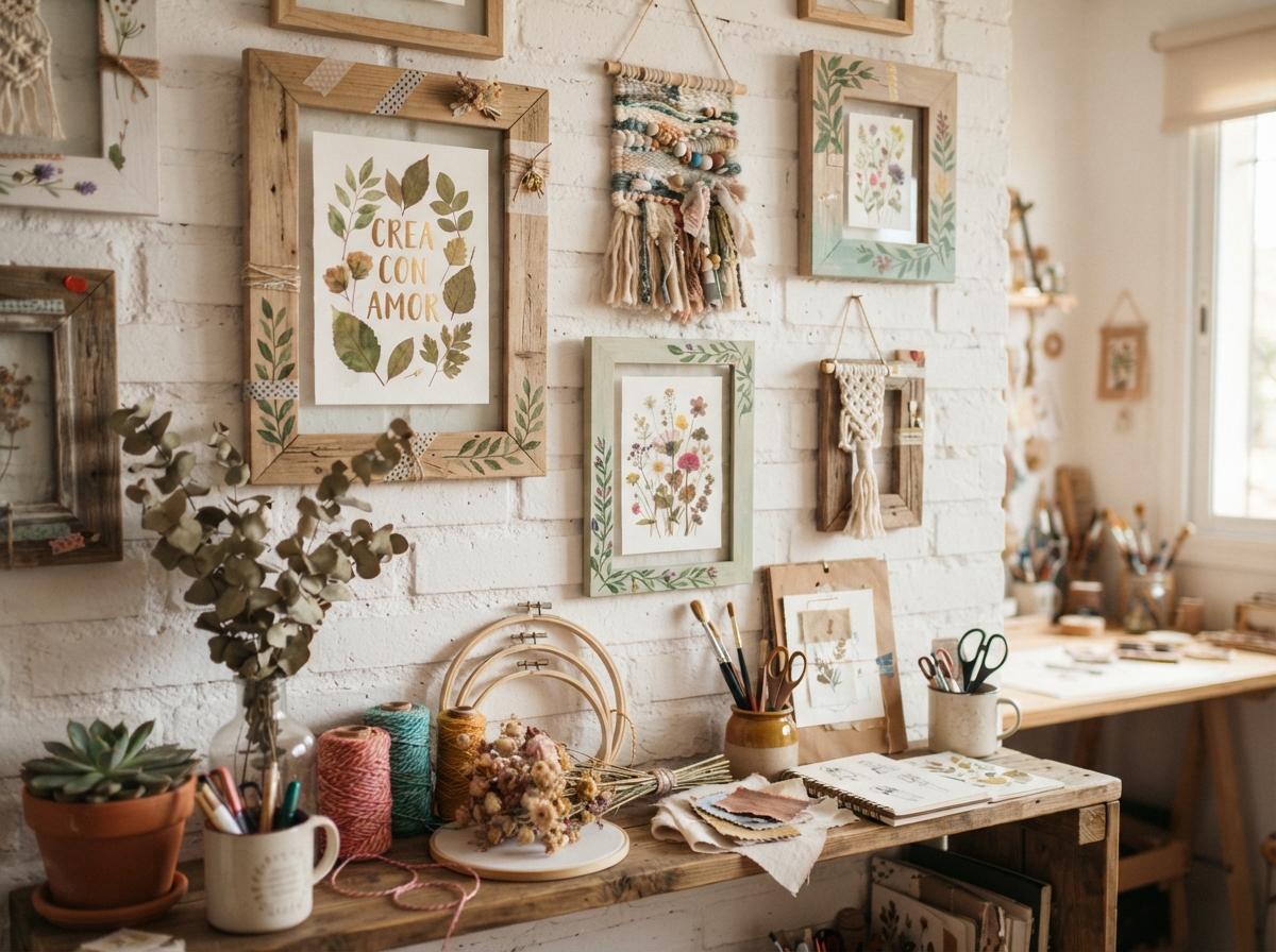Detalles paso a paso de Decoración de Pared con Manualidades: Cuadros y Marcos DIY